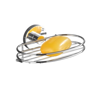 Wenko Milazzo Seifenablage mit Vacuum-Loc Befestigung, Chrom/Weiß, inklusive Seife.