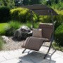 Angerer Hollywoodschaukel Swing Smart Olive, 1-Sitzer mit Sonnendach und Kissen.