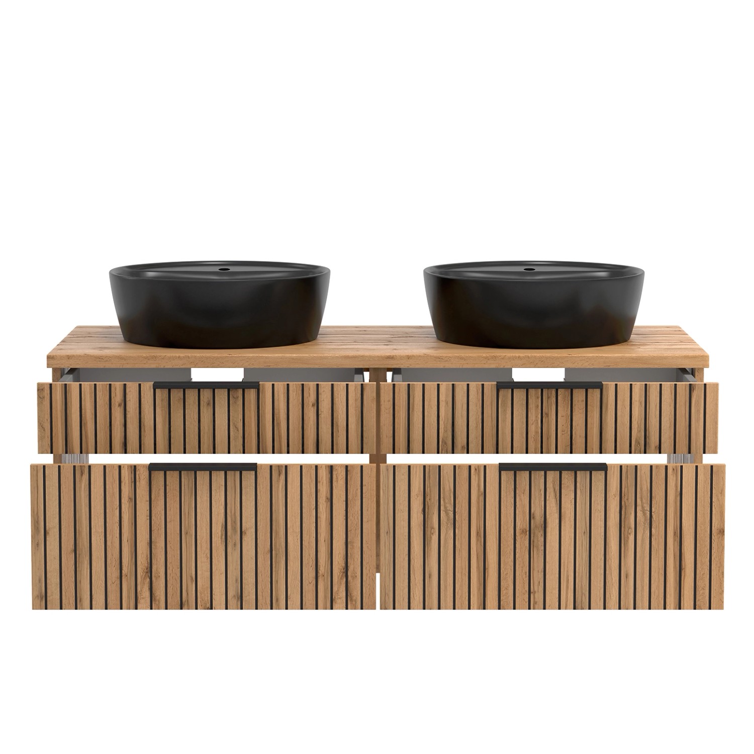 Held Möbel Waschtisch Manchester Aufsatzbecken Schwarz 55 x 120 x 47 cm Eiche 2_3