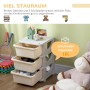 Cremeweißer HOMCOM Schubladenschrank mit 3 Aufbewahrungsboxen im Kinderzimmer, ideal für Spielzeug.