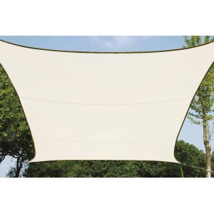 Rechteckiges, cremefarbenes Sonnensegel (2x3 m) von Perel spendet Schatten im Garten.