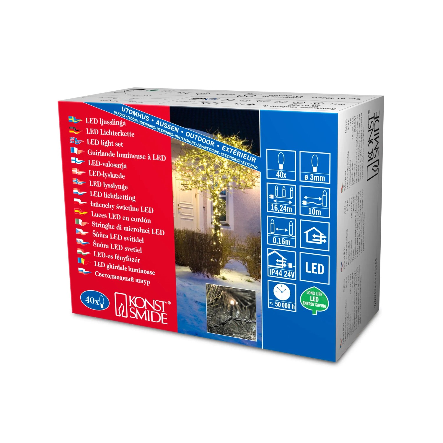 Konstsmide LED Lichterkette 5,85 M – 40 Dioden Lila/blau Für Innen