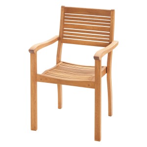OBI Stapelstuhl Chelsea aus geöltem Eukalyptusholz für den Garten.