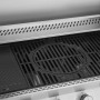 Detailansicht des Jamestown Kane 6 Gasgrills mit Grillrosten aus Gusseisen und Warmhalterost.