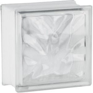 Klarer Glasstein Wolke 19x19x10cm für Innen & Außen. Glasbaustein mit Wolken Design.