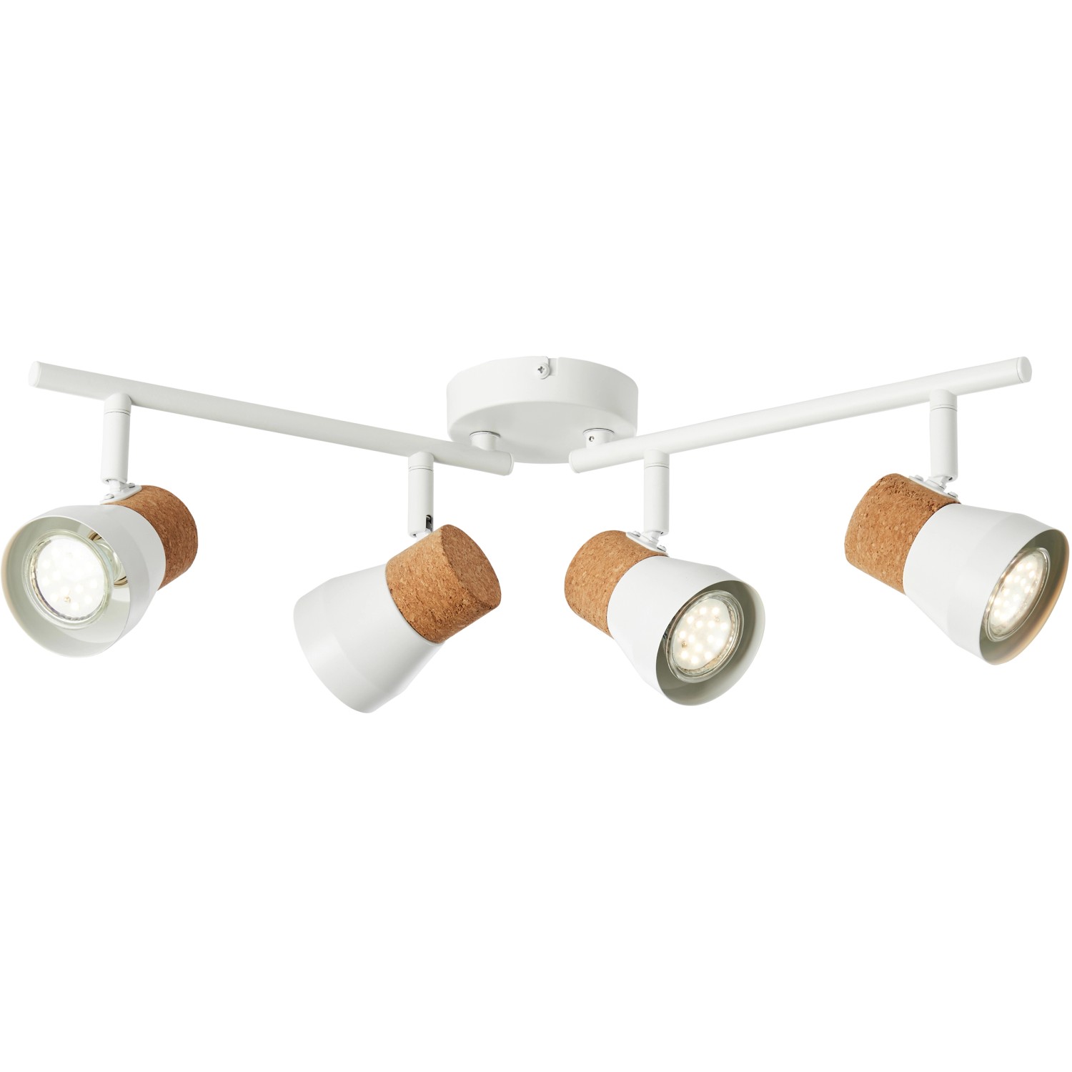 Brilliant Spot Moka, 4-flammig, weiß matt/braun, Deckenleuchte mit Kork-Elementen.