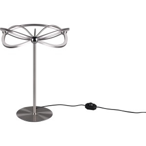 Moderne Trio LED Tischleuchte Charivari in Nickel matt. Design-Tischlampe mit Dimmer für Wohnraum.