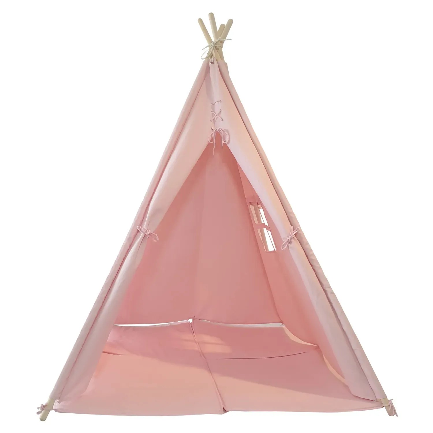 Sunny Tipi Zelt Alba, pastellrosa, 120x120x160 cm. Kinderzimmer Spielzelt aus Baumwolle mit Holzrahmen.