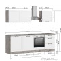 Küchenzeile Kempten 240 cm in Wotan/Weiß mit E-Geräten: Herd, Spüle, Geschirrspüler und Dunstabzugshaube.