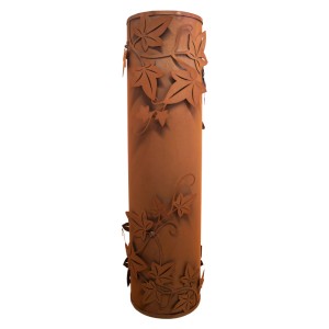 Rostbraune Ferrum Art Design Säule Efeu, 100 cm, aus Metall für die Gartendekoration.