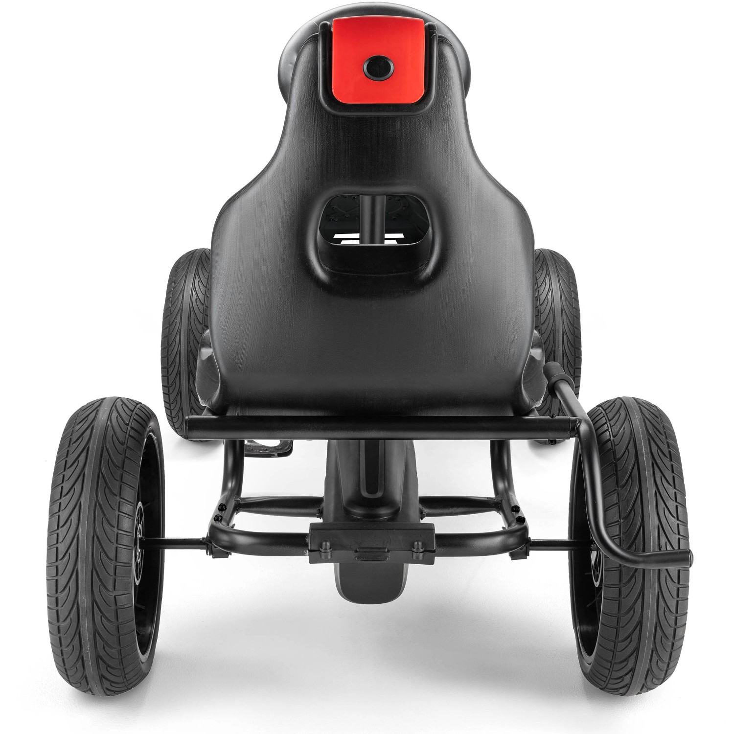 Schwarzes Xootz Go-Kart Venom mit profilierten Reifen, Rückansicht.