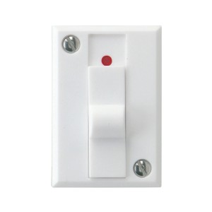 REV Klingelausschalter, weiß, mit roter Anzeige. Zum Ausschalten von Türklingeln.