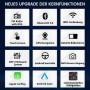 Übersicht der Junsun Autoradio Funktionen: CarPlay, Android Auto, Bluetooth, GPS, Touchscreen, FM Radio, Lenkradsteuerung.