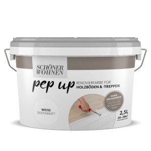 Eimer Schöner Wohnen pep up Renovierfarbe für Holzböden und Treppen, Weiß, 2,5L.