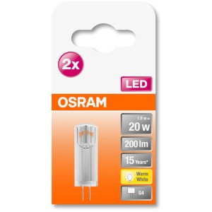 Osram G4 LED Leuchtmittel, 1,8W, warmweiß, 2er-Pack.
