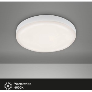 Weiße Briloner LED Einbauleuchte Plat, Ø 10cm, neutralweißes Licht. Ideal für Bad & Wohnraum.