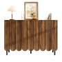 okwish Sideboard mit Wellentüren Wohnzimmer Flur Esszimmer 120x35x80cm Braun_9