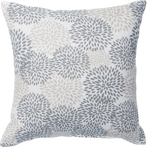 Gefülltes Kissen 40 cm x 40 cm Blumen Weiß-Grau