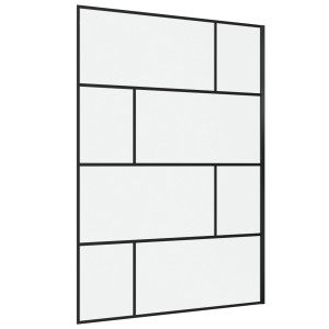 Aurlane Walk-In Duschwand Bricks, 140x195 cm, mit schwarzem Rahmen und Siebdruck im Rechteck Design.