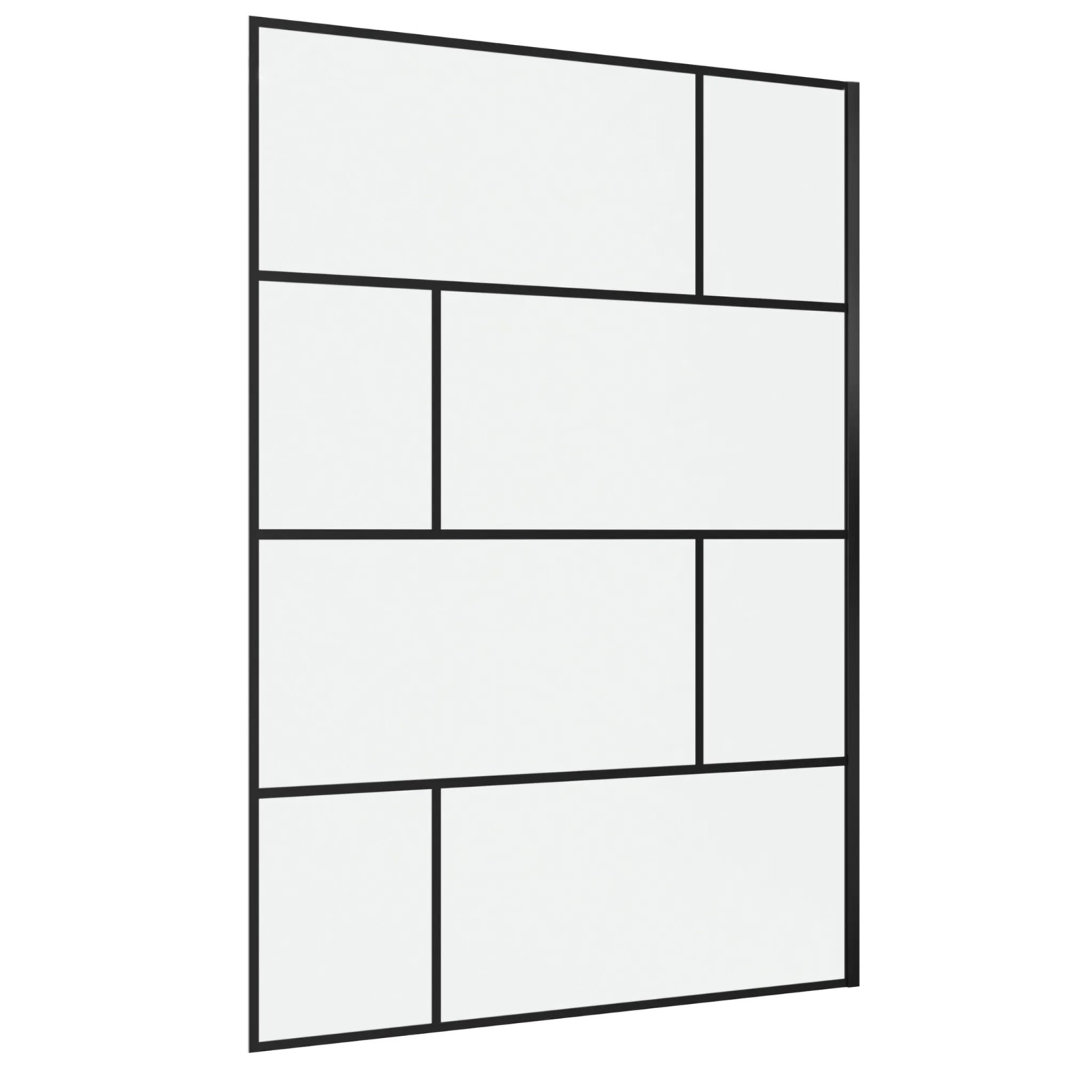 Aurlane Walk-In Duschwand Bricks, 140x195 cm, mit schwarzem Rahmen und Siebdruck im Rechteck Design.