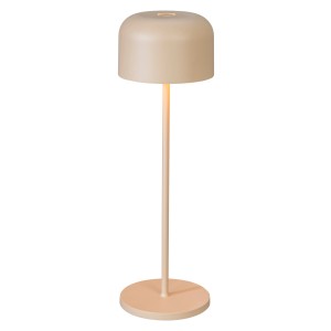Sandfarbene Konstsmide LED Tischleuchte Lille, 36cm, für Innen & Außen. Dekorative Außenleuchte mit USB.
