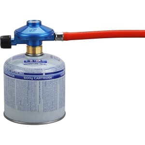 Cadac EN417-Gewindekartuschenregler 30 mbar mit Schlauch für Grillgeräte.