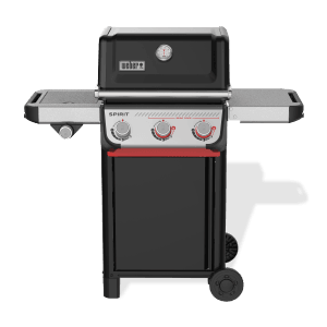 Schwarzer Weber Gasgrill E-335 GBS Spirit 2025 mit 3 Brennern und Seitenbrenner.