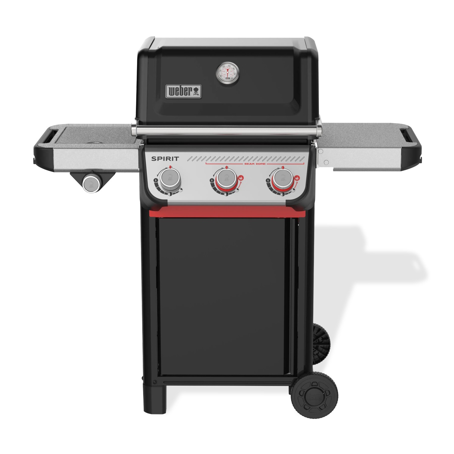 Schwarzer Weber Gasgrill E-335 GBS Spirit 2025 mit 3 Brennern und Seitenbrenner.