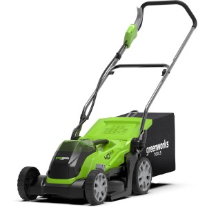 Greenworks Akku-Rasenmäher G40LM35, 40V, mit Fangkorb. Ideal für mittelgroße Gärten.