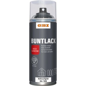 OBI Buntlack Spray RAL 7016 Anthrazit, hochglänzend, 400ml Dose.