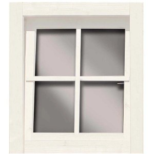Karibu Fenster, elfenbeinweiß, für 38 mm Gartenhäuser, mit Dreh/Kipp-Beschlag.