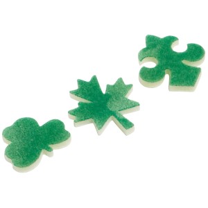 LUX Wohnraumstempel-Set, 3 grüne Stempel: Schwertlilie, Klee, Ahornblatt.