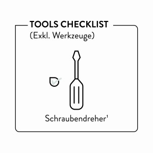 Checkliste: Schraubendreher Symbol für Werkzeugbedarf.