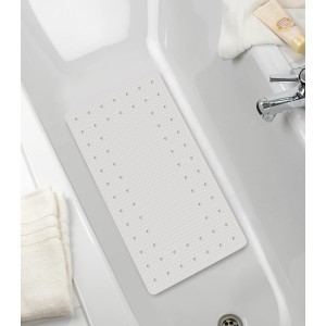 Weiße Wenko Wanneneinlage Mirasol (69x39cm) mit Anti-Rutsch-Struktur und Saugnäpfen in Badewanne.