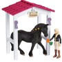 Schleich Horse Club Pferdebox mit Tori und Friesen Stute Princess. Detailreiches Spielzeug-Set.