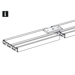 Gardinia Schienenverbinder für 3-läufige Vorhangschiene in Silber, Detailansicht.