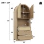 okwish Vitrinenschrank Natur mit Rattantüren, LED Beleuchtung, 80x35x180cm. Moderner Wohnzimmerschrank mit Stauraum.