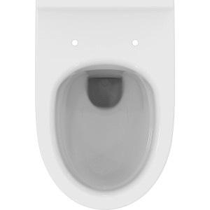 Weißes Ideal Standard Wand-WC i.life A ohne Spülrand, Detailansicht von oben.