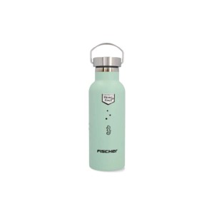 Grüne Fischer Trinkflasche Girl aus Edelstahl, 500 ml, mit Drehverschluss und kindlichem Design.