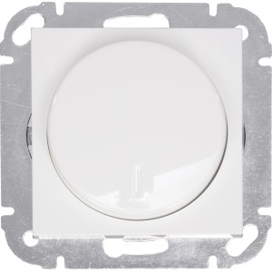 Weißer LED-Dimmer Leonie RL für die Wandmontage. Dimmschalter mit rundem Taster.