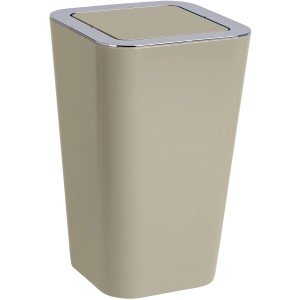 Wenko Kosmetikeimer Candy Taupe, 6 Liter, mit Schwingdeckel und Chromrand.