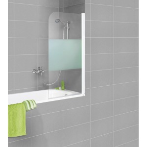 Spritzschutz aus Echtglas (75x140 cm) mit Dekor, beidseitig schwenkbar.