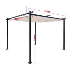 Jet-Line Gartenpavillon Kairo Light aus Alu mit Schiebedach 3 x 3 Meter in Anthrazit