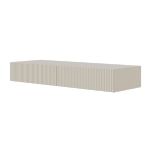 Selsey Veldio Wand-Schminktisch, 110 cm, Greige mit Lamellenfront und zwei Schubladen. Modernes Design.