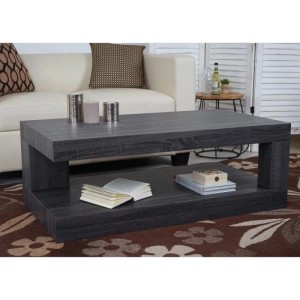 Moderner Couchtisch A32 in Schwarz Eicheoptik mit Ablagefläche für Wohnzimmer.