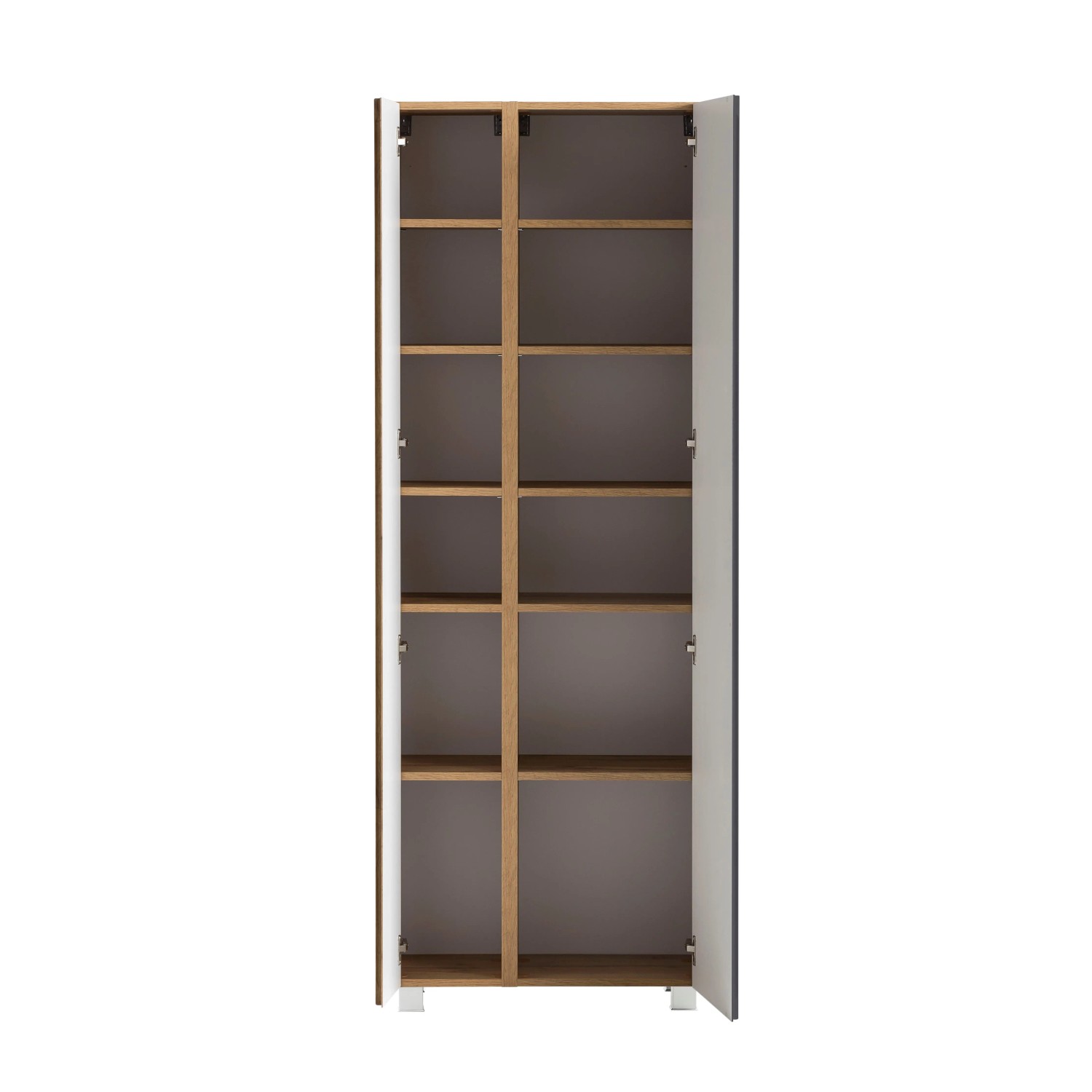 Offener Held Möbel Seitenschrank Ancona, 65 cm, matt Grau-Wotaneiche, mit Einlegeböden.
