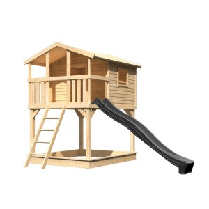 Karibu Stelzenhaus Benjamin mit Rutsche Natur-Anthrazit