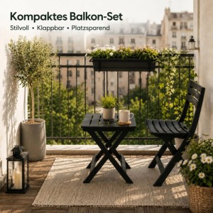 BigDean Gartenstuhl Und Gartentisch Klappbar Anthrazit Wetterfest