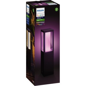 Philips Hue Impress Sockelleuchte, LED, Schwarz, für den Außenbereich. Smarte Gartenbeleuchtung.