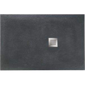 Ottofond Duschwanne Strato, 90x90 cm, Anthrazit, mit quadratischem Edelstahl-Ablauf.